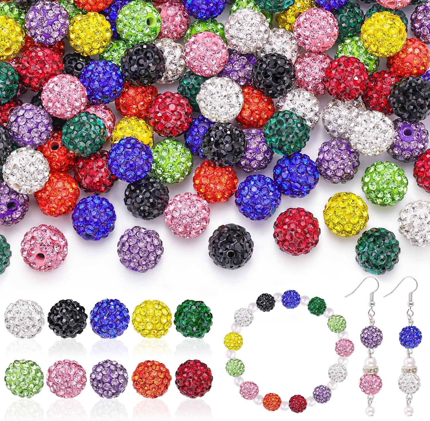 105pcs 10mm Rhinestone Beads for Jewelry Making - Image 29
