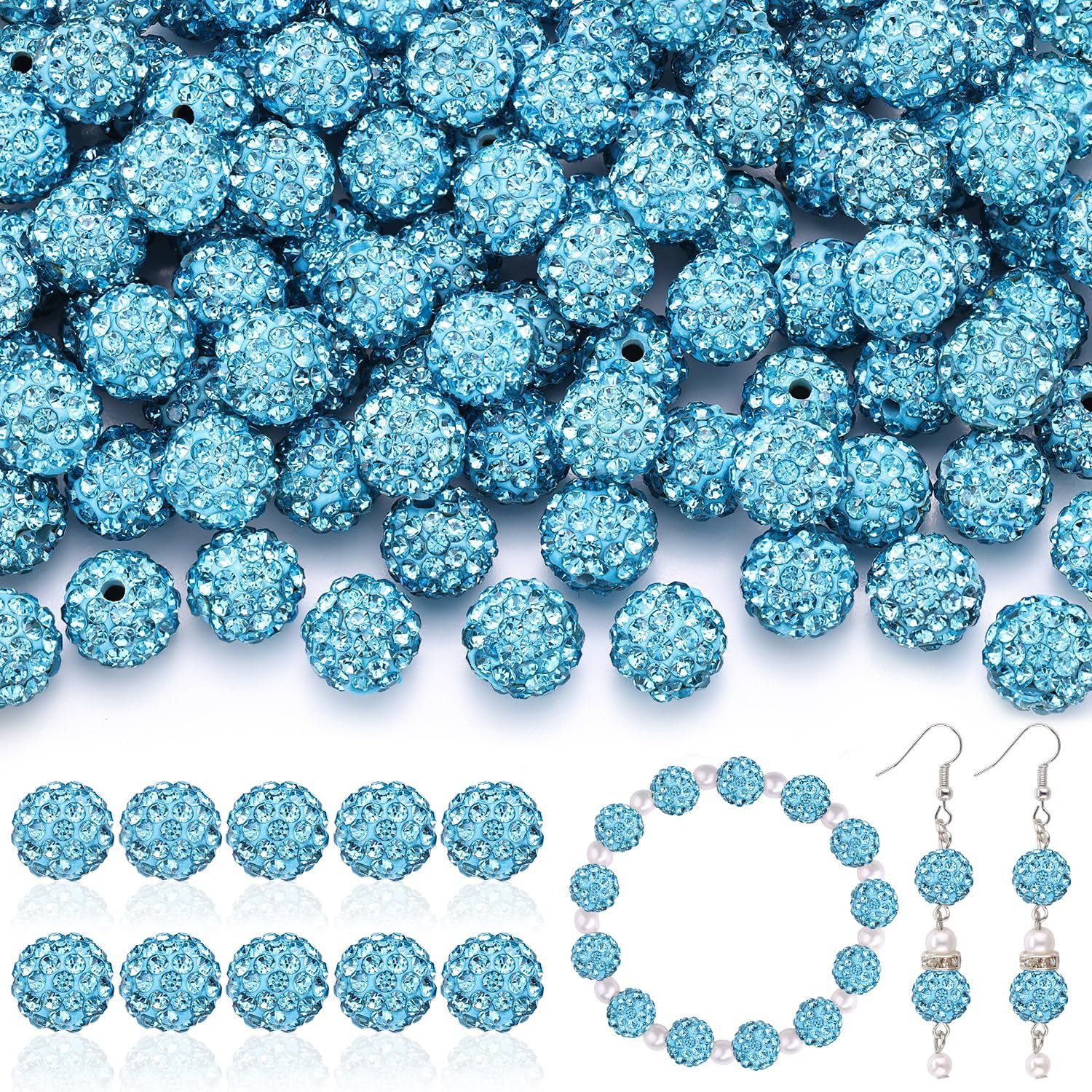 105pcs 10mm Rhinestone Beads for Jewelry Making - Image 16