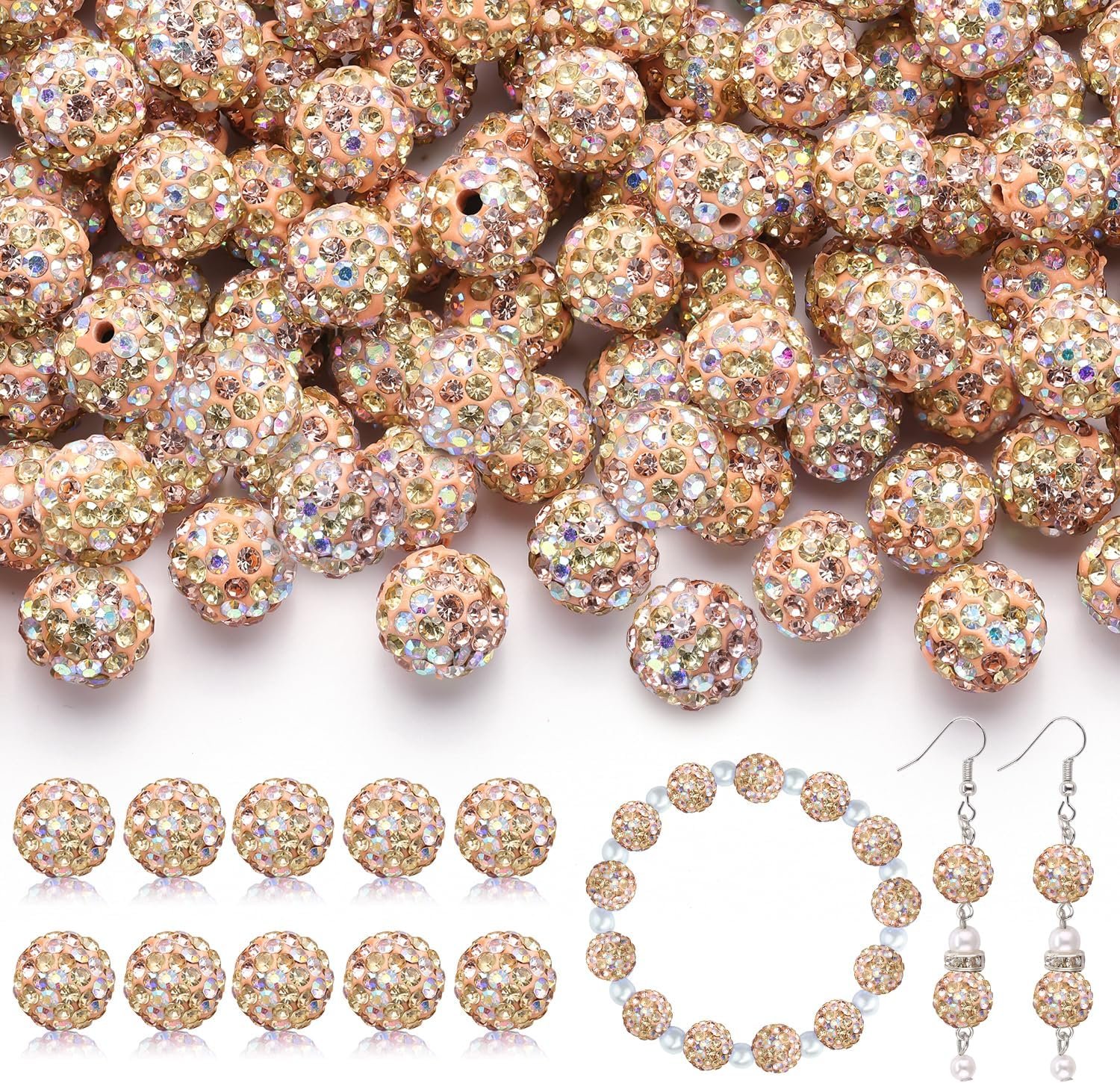 105pcs 10mm Rhinestone Beads for Jewelry Making - Image 13