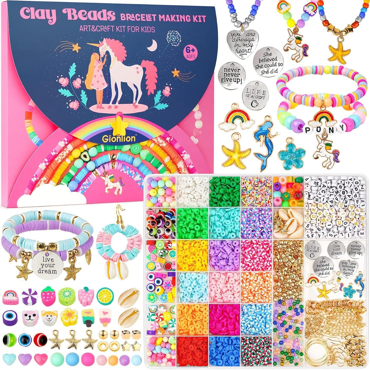 Gionlion 6000 Clay Beads Friendship Bracelet Making Kit, 24 Colors - Image 2