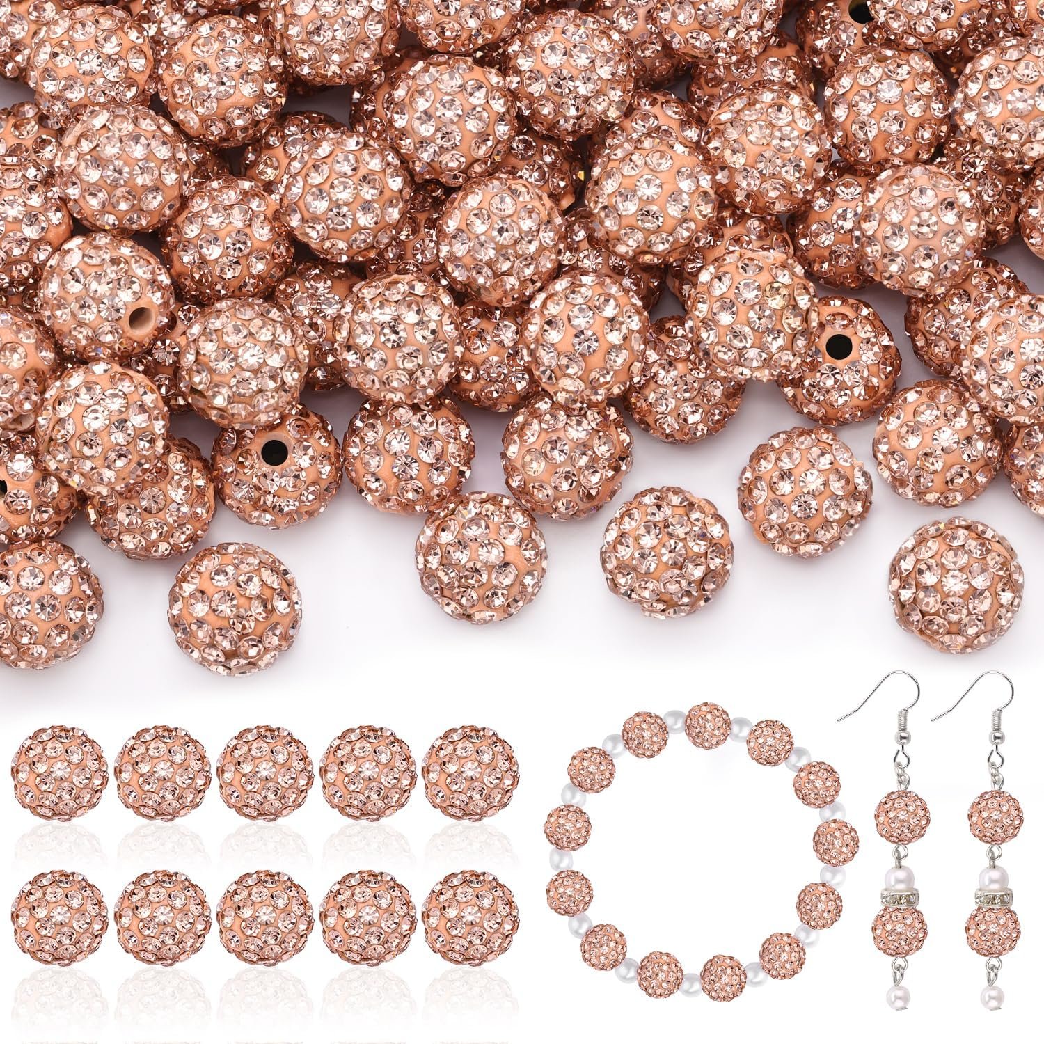 105pcs 10mm Rhinestone Beads for Jewelry Making - Image 12