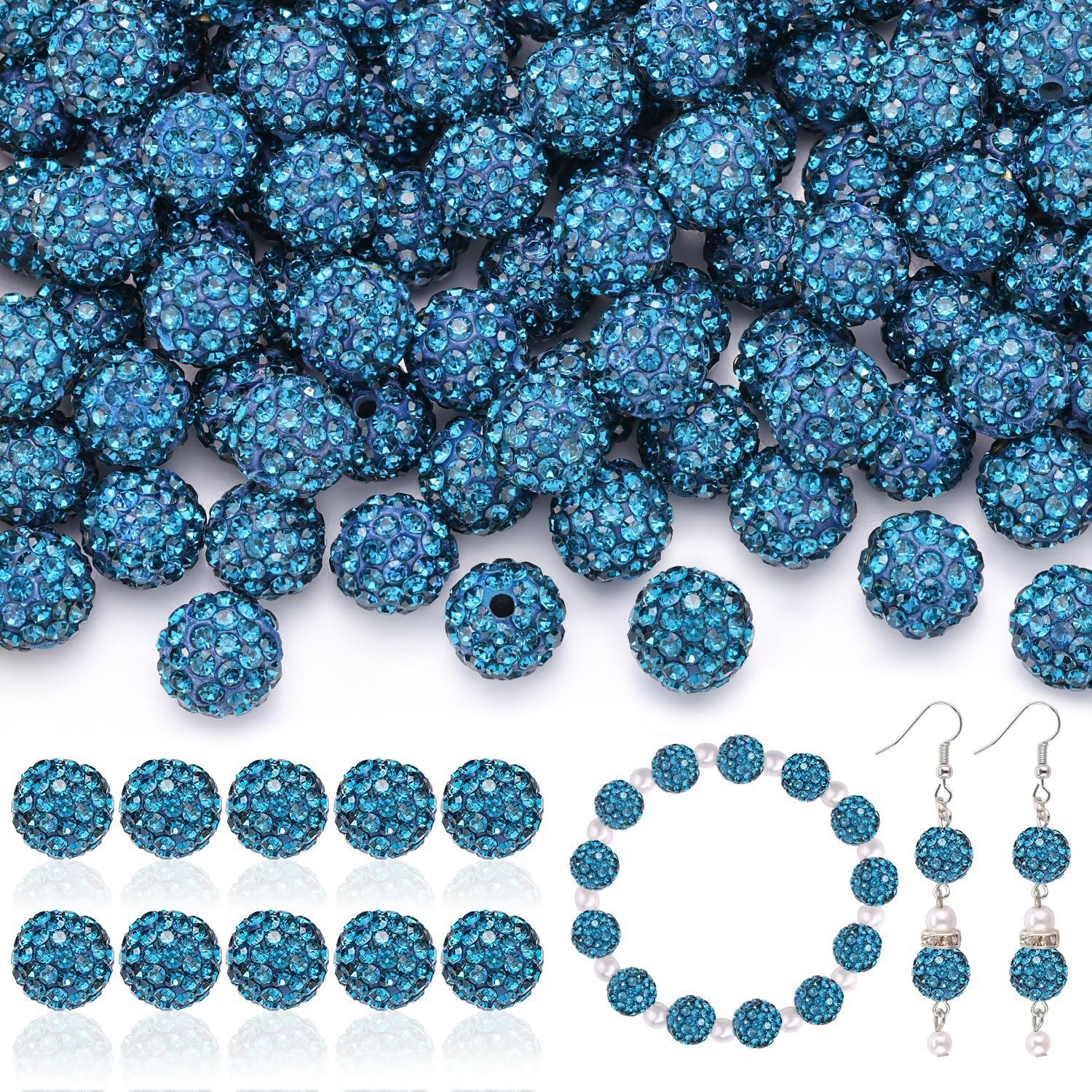 105pcs 10mm Rhinestone Beads for Jewelry Making - Image 3