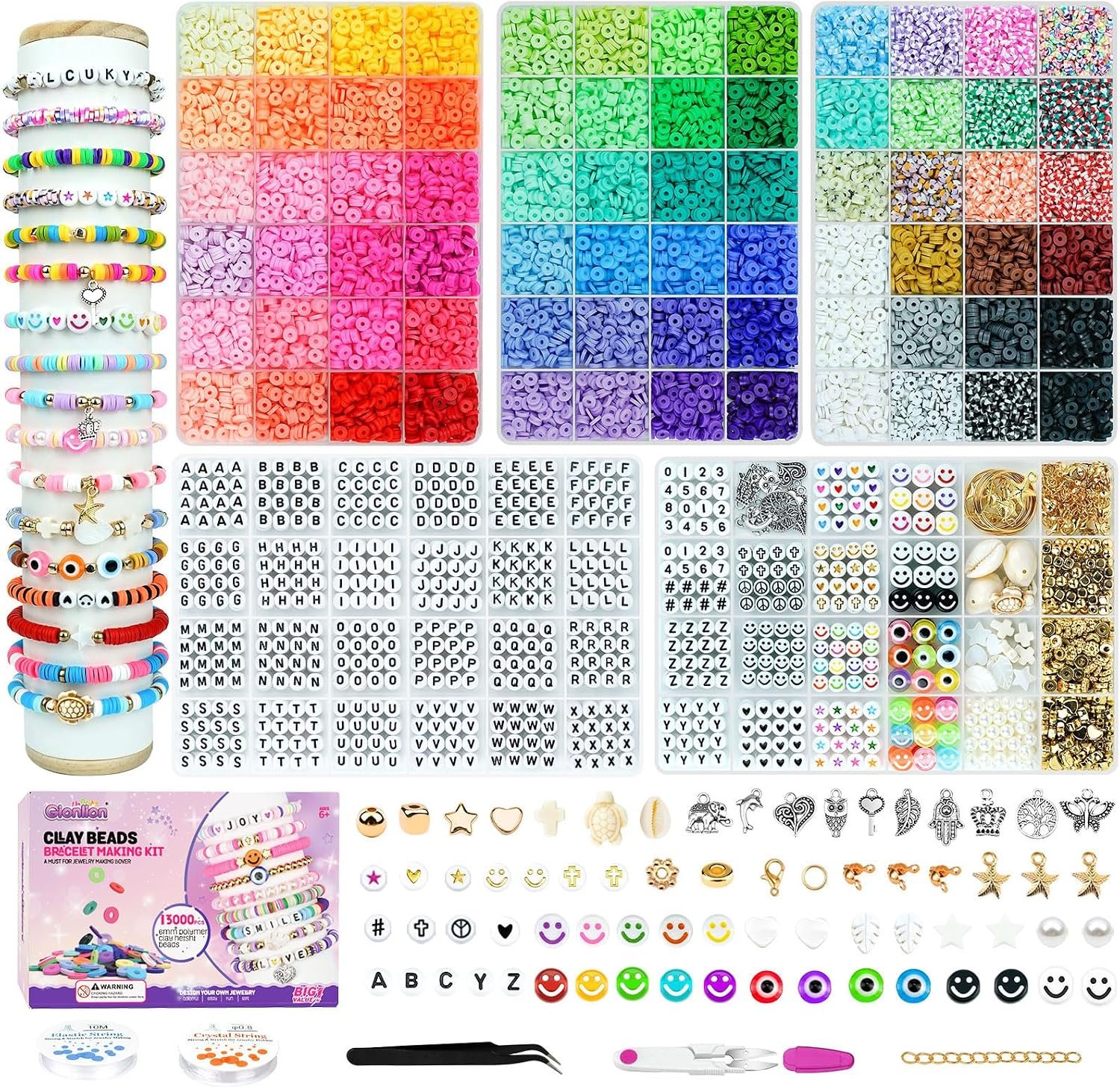 Gionlion 6000 Clay Beads Friendship Bracelet Making Kit, 24 Colors