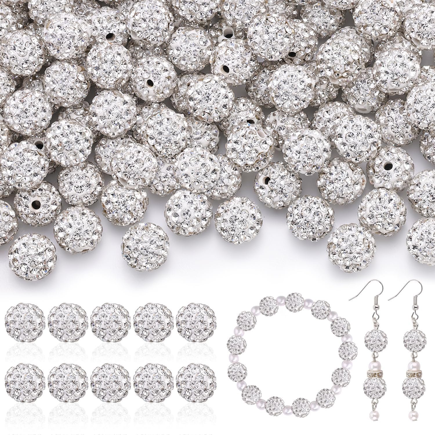 105pcs 10mm Rhinestone Beads for Jewelry Making - Image 7