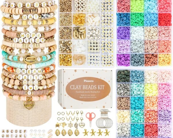 Pizooro Clay Beads 3 Boxes 10500pcs Bracelet Making Kit Friendship Bracelet