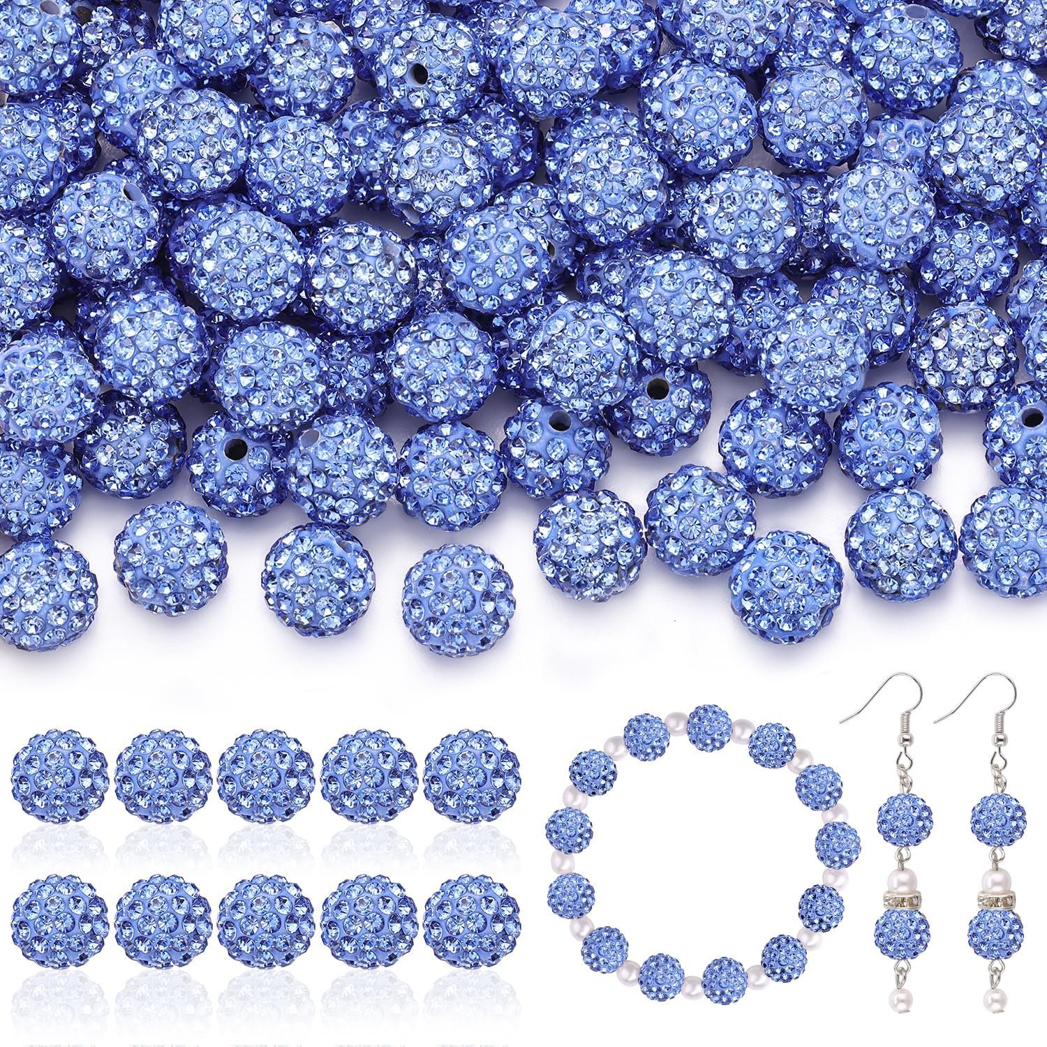 105pcs 10mm Rhinestone Beads for Jewelry Making - Image 38