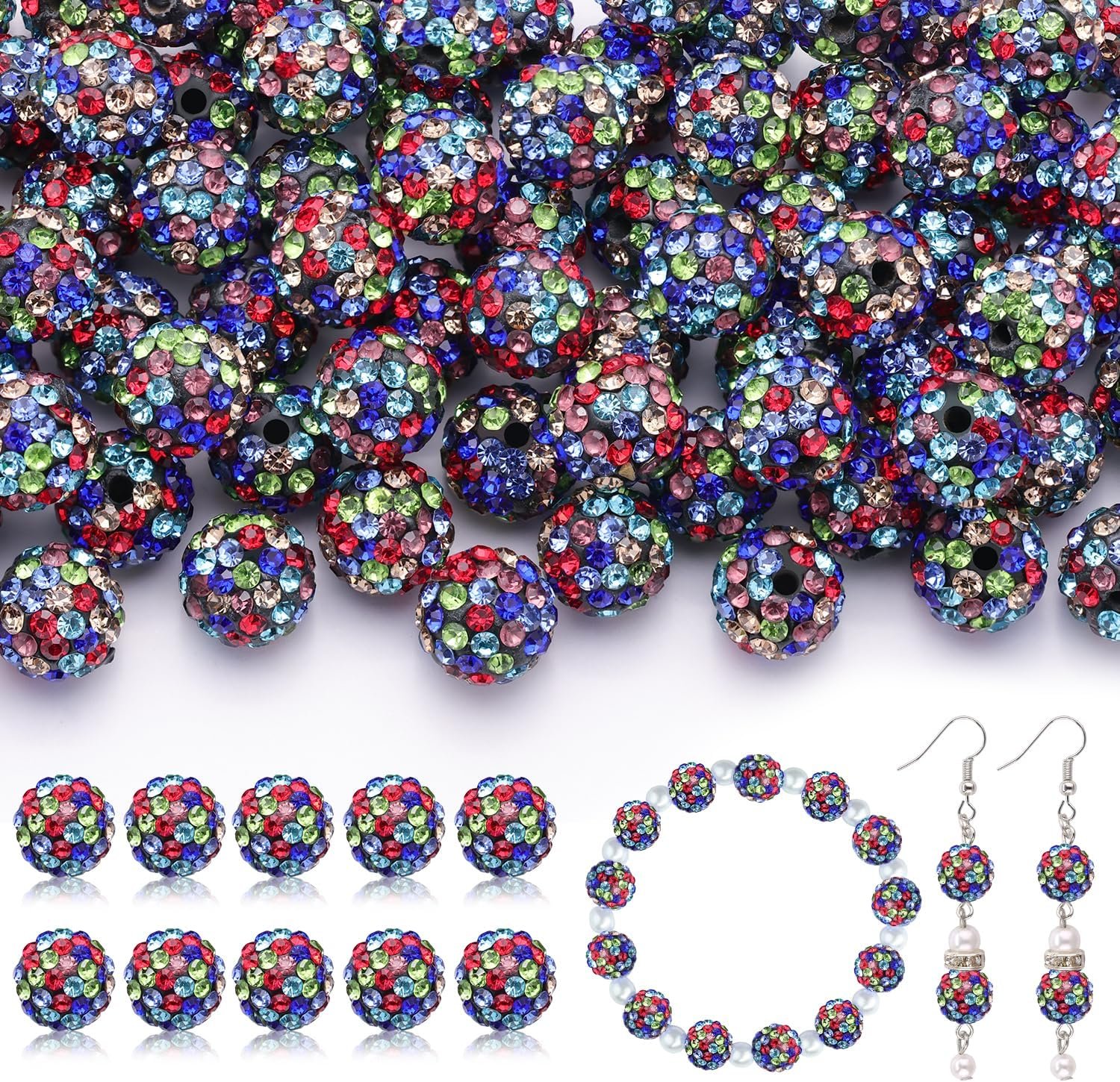 105pcs 10mm Rhinestone Beads for Jewelry Making - Image 5