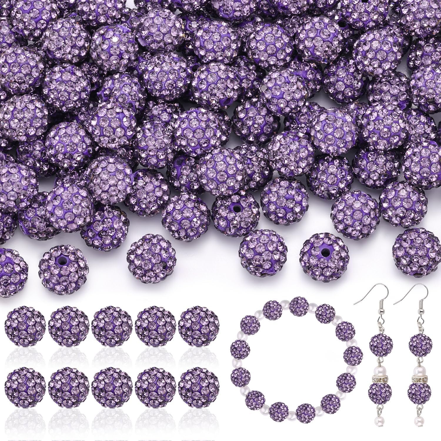 105pcs 10mm Rhinestone Beads for Jewelry Making
